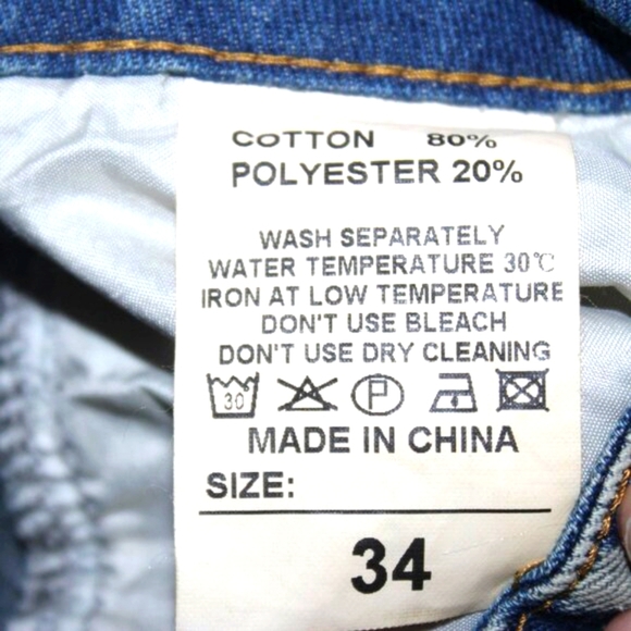 Distressed Denim Straight Leg Jeans Blue 34 - Picture 9 of 9